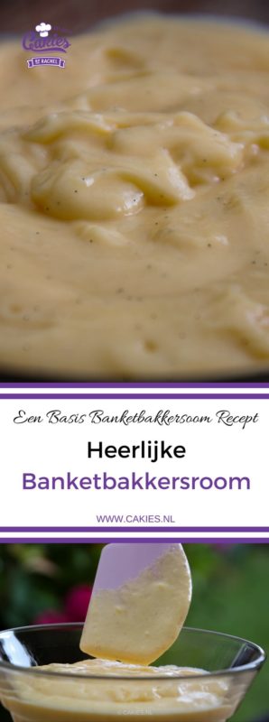 Banketbakkersroom is een heerlijke custard of pudding, lekker als vulling voor soesjes of taarten. Banketbakkersroom is makkelijk zelf te maken. Basis Banketbakkersroom Recept.