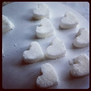 Heart shaped sugar cubes