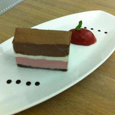 Rasberry and Chocolate Dessert with a Rasberry Cremeux